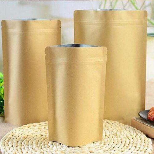 1kg Túi zip 2 mặt giấy kraft - zip giấy đáy đứng nhiều size