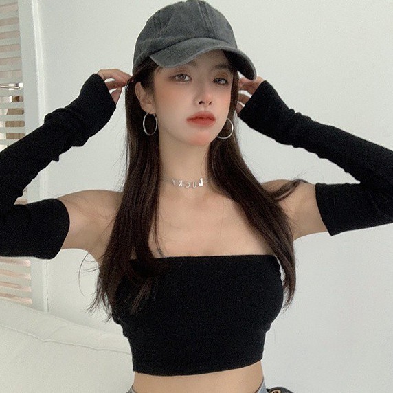 Áo dệt kim tay dài dáng ôm hở vai quyến rũ cho nữ COZOK