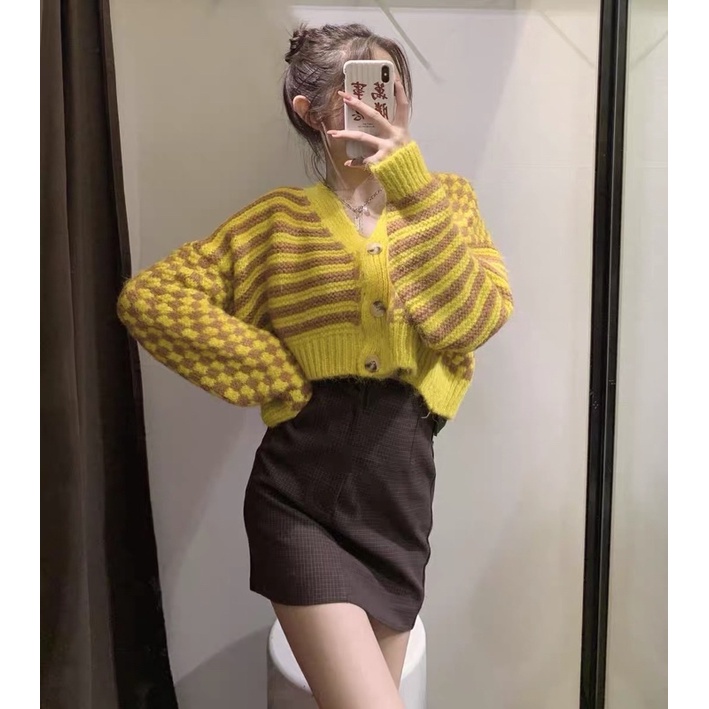 Áo Cadigan Len Vàng Quảng Châu (loại 1) Áo Khoác Cardigan Len Mẫu Mới 2022