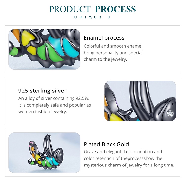 Mặt vòng cổ Bamoer hình tắc kè hoa thời trang