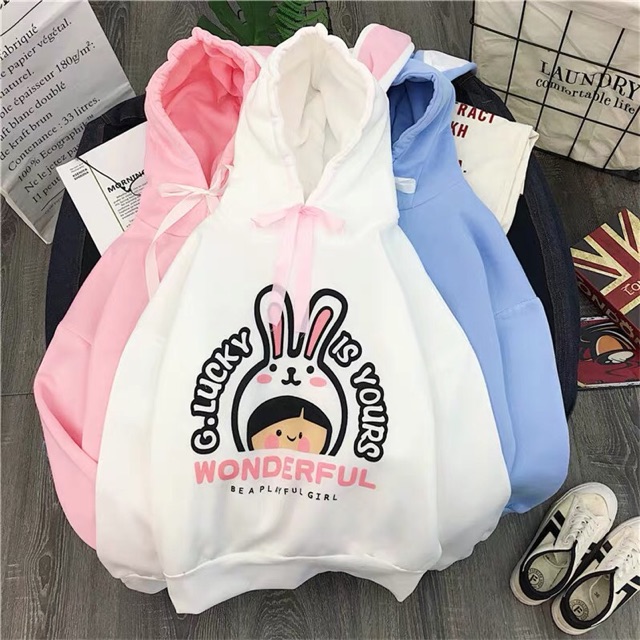 Order- 💋ÁO HOODIE TAI THỎ CUTE💋 có nhiều mẫu