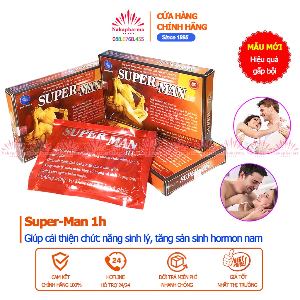 Super-Man 1h G&P France – Giúp bổ thận tráng dương, tăng cường sinh lý, hormone nam - Superman Supermen Super Men 1h GP