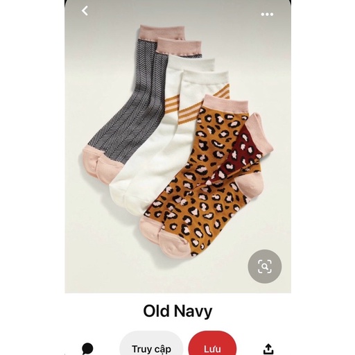 Combo 5 đôi Tất nữ cotton mềm mịn Old*navy cao trung trên mắt cá chân