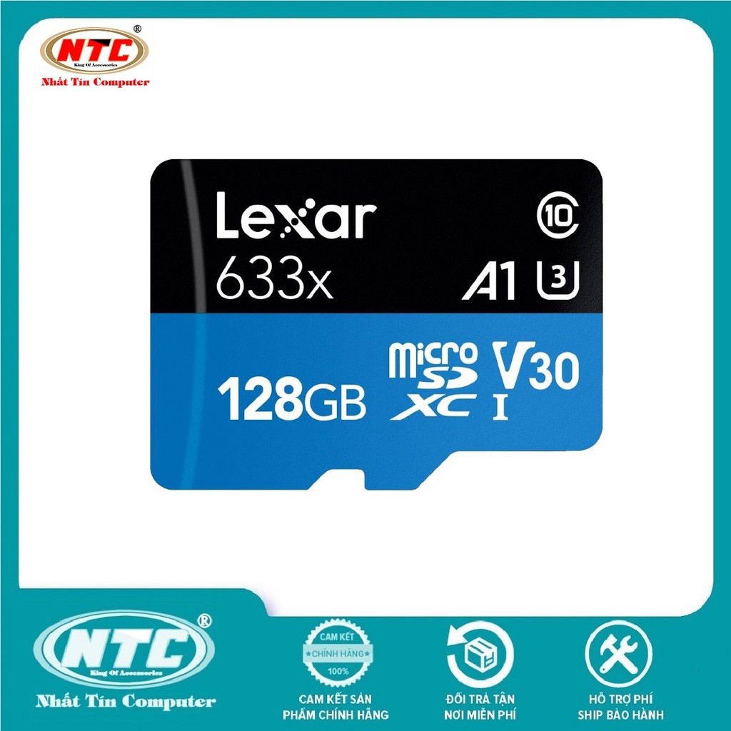 Thẻ nhớ MicroSDXC Lexar 128GB 633x A1 V30 U3 4K 95MB/s - Không Box (Xanh)