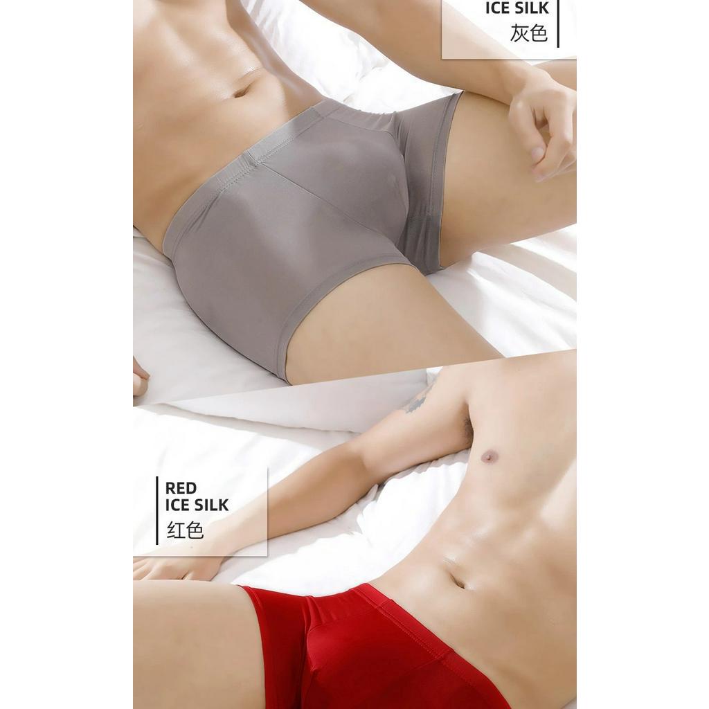 Quần lót boxer thoáng khí màu trơn gợi cảm cho nam