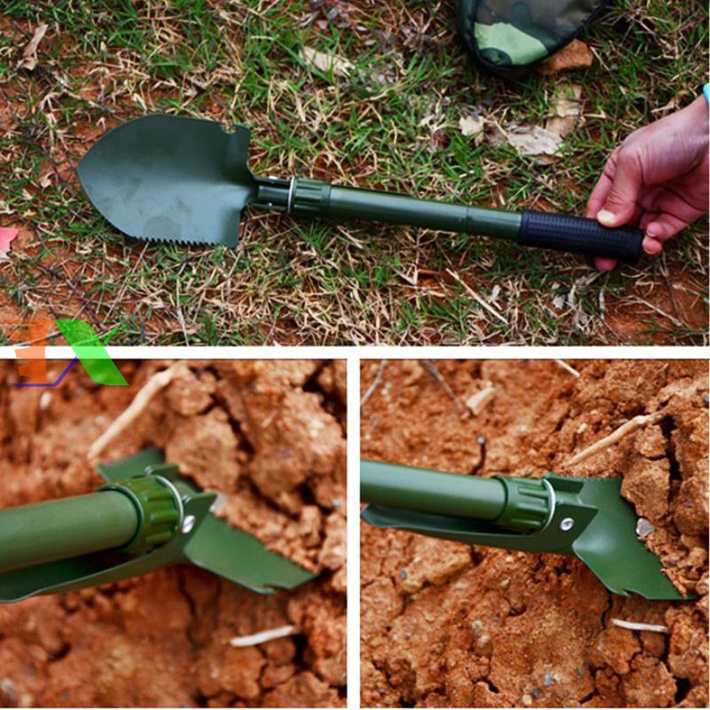 Bộ Cuốc Xẻng Quân Dụng Mini 5 In 1 Đa Năng Đi Phượt Làm Vườn Gấp Gọn Kèm Túi Đựng (PD3243)