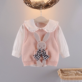 Sét áo sơ mi kèm len gile bé gái siêu xinh size 9-17kg