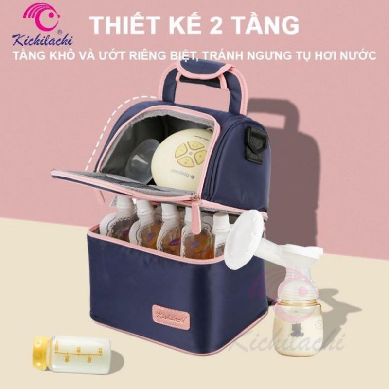 (Tặng 5 túi trữ sữa Sunmum 250ml) Ba Lô Bỉm Sữa KICHILACHI Balo Giữ Nhiệt Bảo Quản Sữa Mẹ, Ba Lô Đa Năng Cho Mẹ Và Bé!