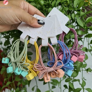 3 Dây cột tóc 2 hạt vuông tròn đính hạt