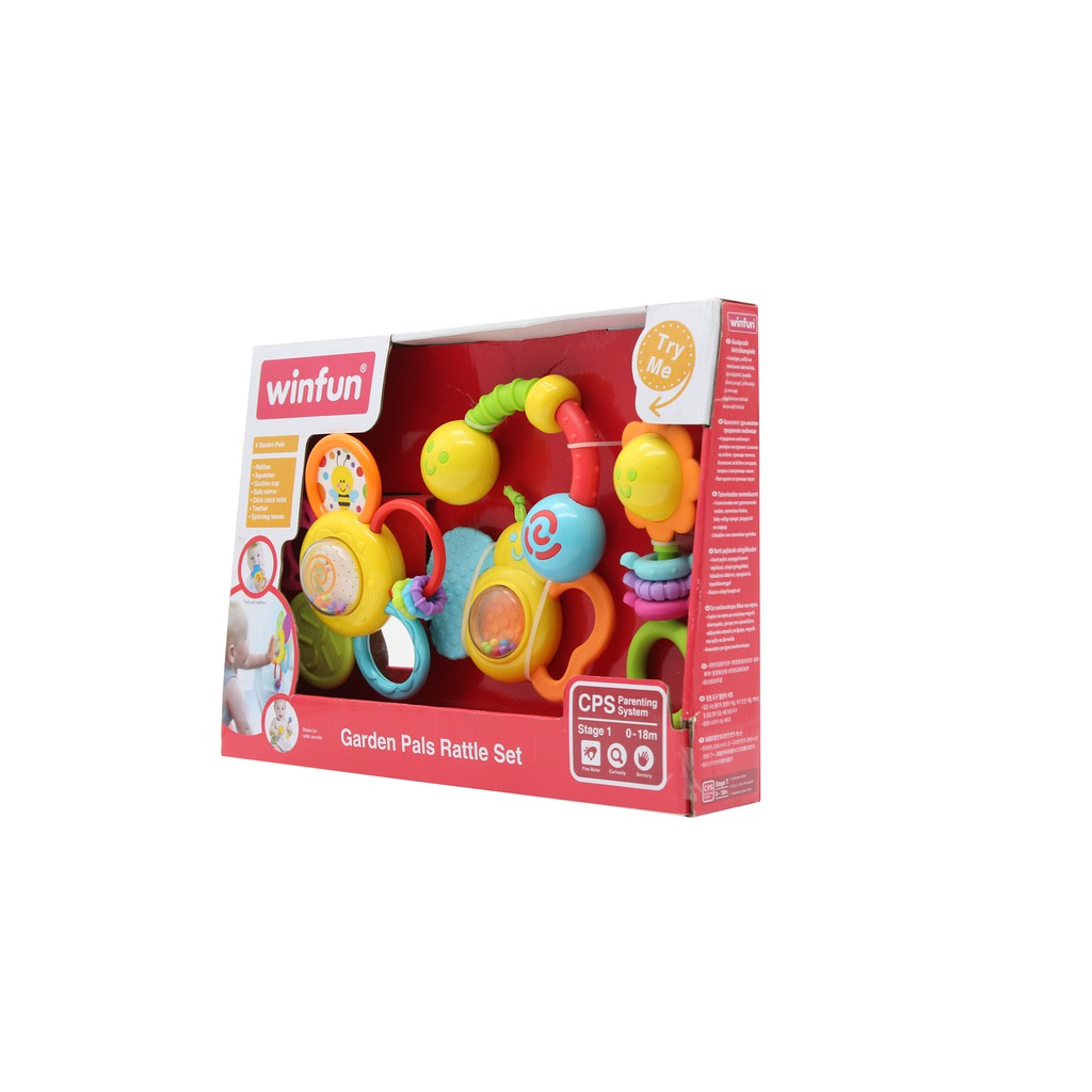 Đồ chơi Set 4 xúc sắc đồ chơi cầm tay Khu vườn của bé Winfun 3207 - Hàng chính hãng