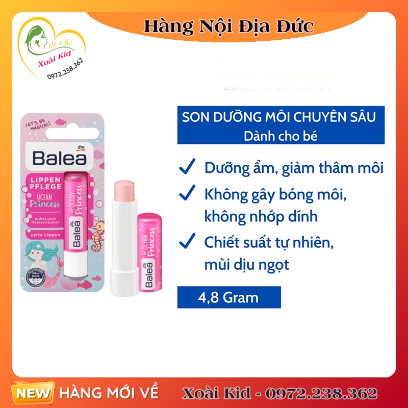 [Hàng nội địa Đức] Son dưỡng môi Balea Đức giúp môi mềm mịn, đỡ khô nứt nẻ