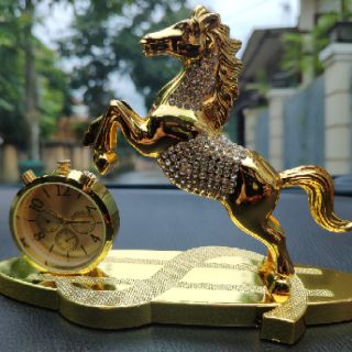 Nước hoa xe hơi hình con ngựa kèm đồng hồ