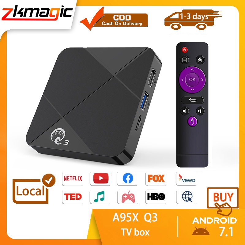TV Box A95X Q3 Android 10.1 2GB 16GB lõi tứ Cortex-A53(S905L) 2.4G WiFi 4K HD Android Tivi Box