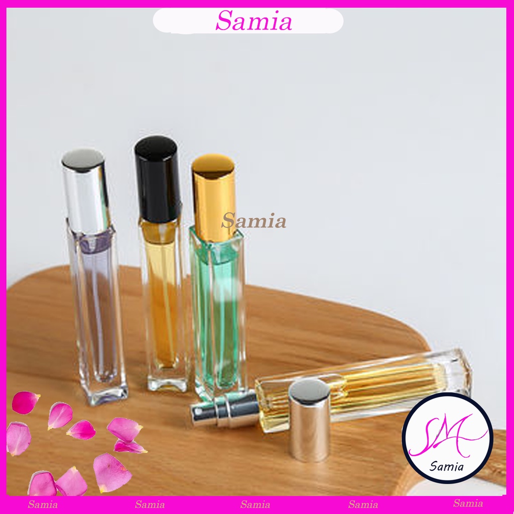 Chai chiết nước hoa 10ml dạng xịt thủy tinh trong hình trụ đẹp Samia (lọ chiết nước hoa rỗng)