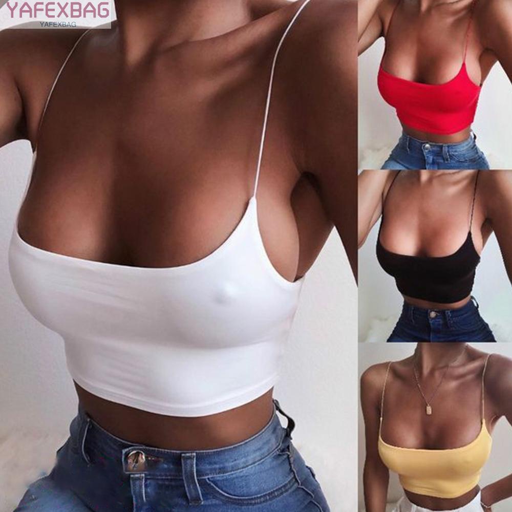 Crop Tops Womens Vest Comfortable Plus Size Solid Color Spaghetti Strap