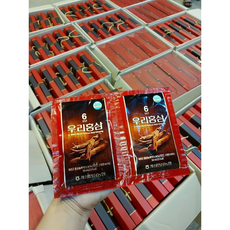 [MẪU MỚI] Nước hồng sâm Nonghyup Woori Hàn Quốc, Hộp 30 gói x 50ml | BigBuy360 - bigbuy360.vn