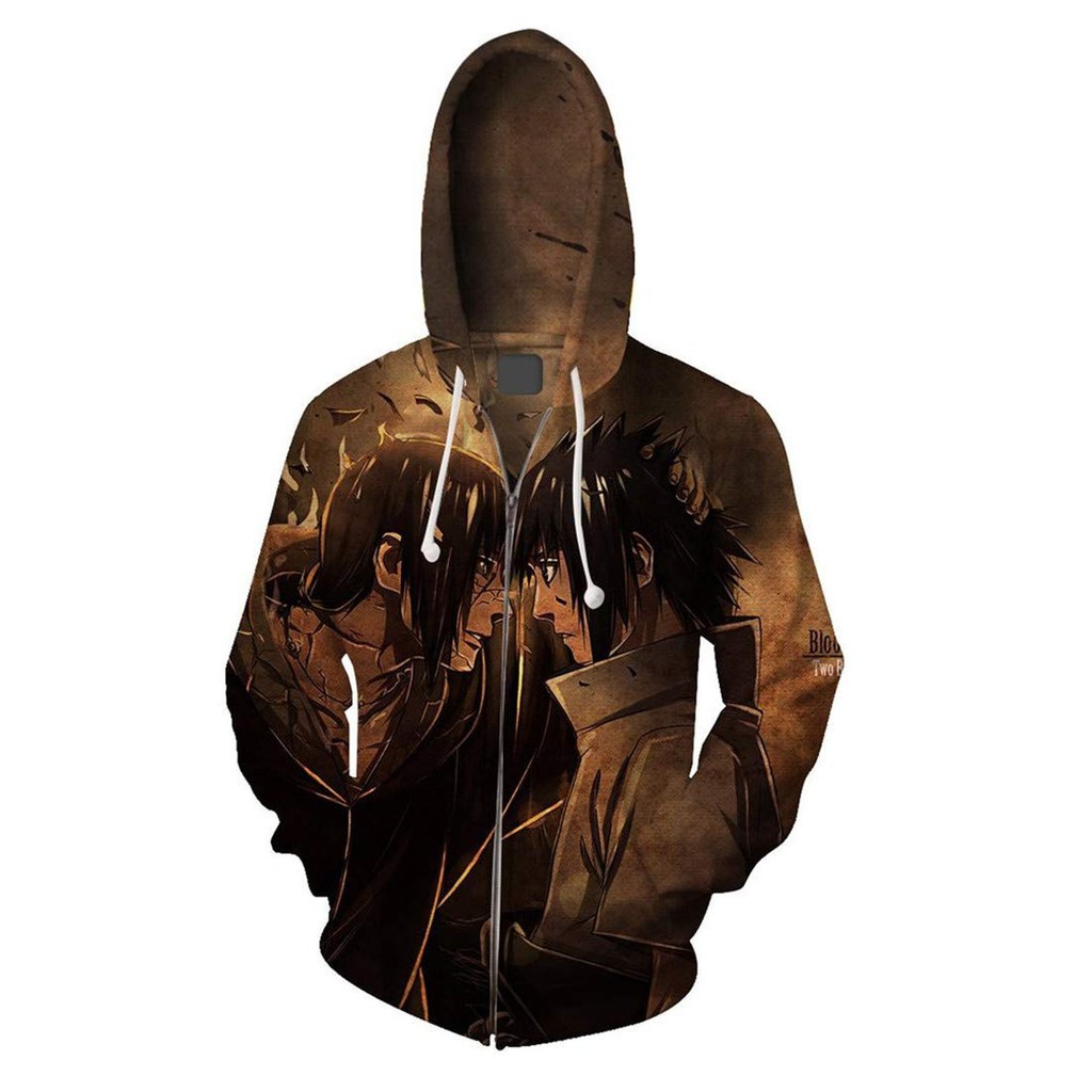 Áo khoác hoodie HUQISHA in họa tiết hoạt hình Naruto 3D thời trang cho nam nữ