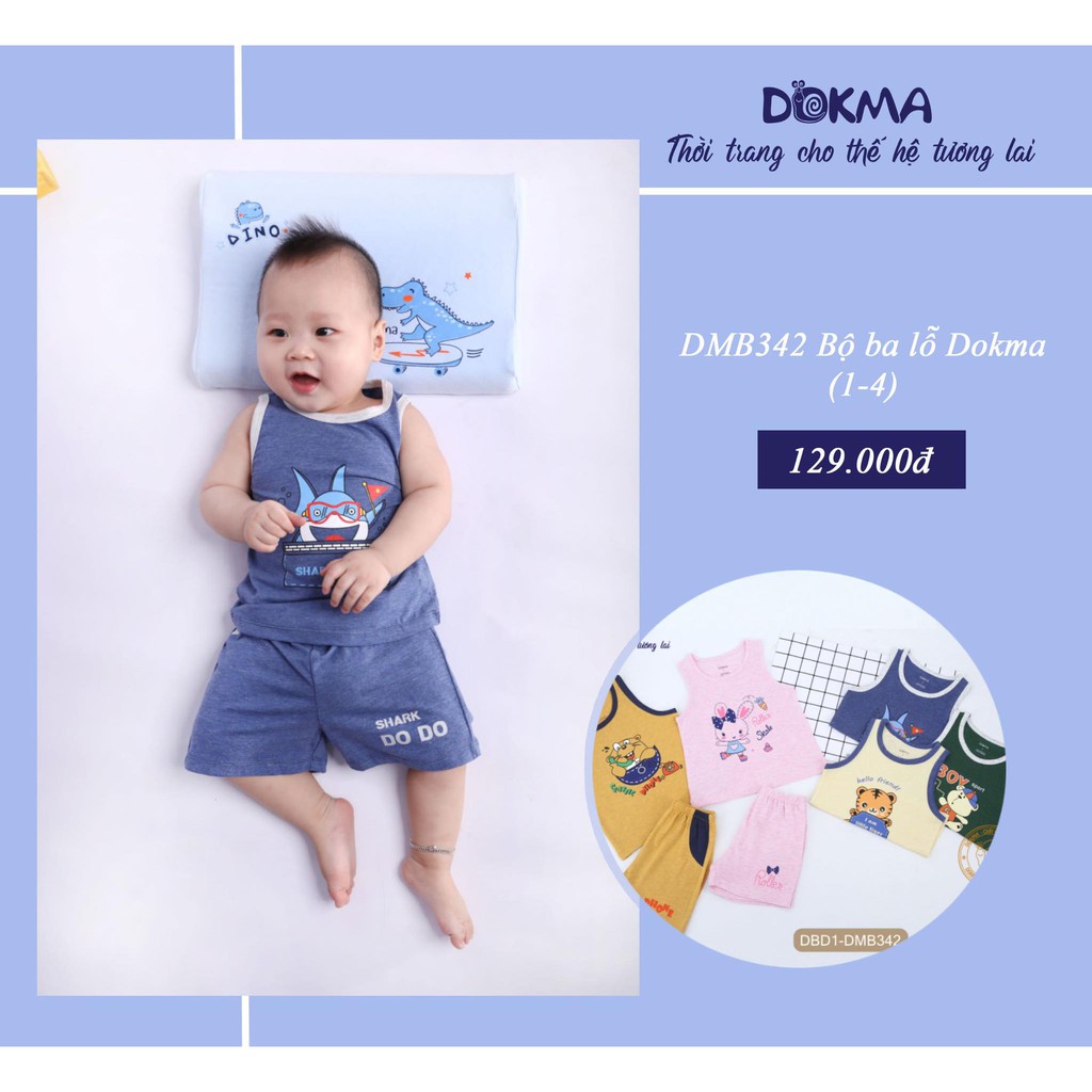 (1-4Y) Bộ ba lỗ vải sợi tre (bamboo) cho bé - DOKMA