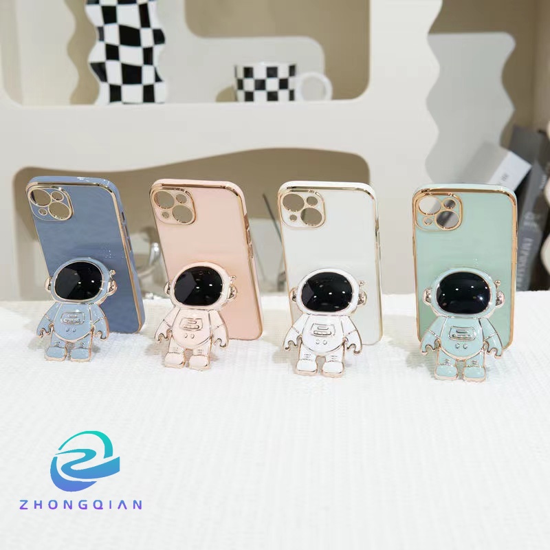 Ốp Điện Thoại Dẻo Mạ Màu Chống Sốc Hình Phi Hành Gia Sang Trọng Cho iPhone 13 12 Mini 11 Pro XS Max X XR