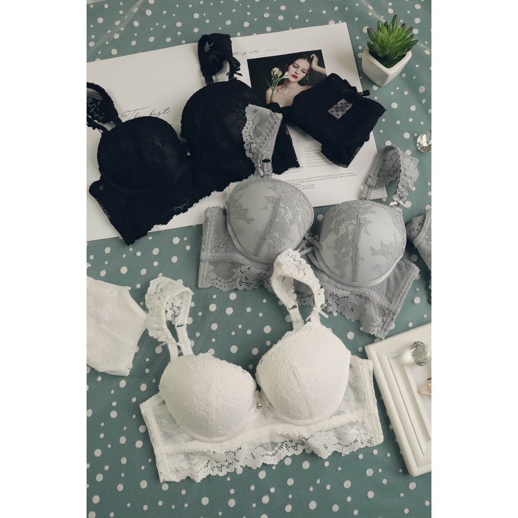 Set Đồ Lót Nữ LOLIMUT Ren Không Gọng Đệm Mút Xoài, Bộ Underwear Nội Y Sexy Quần Chip Ren Quai Dây Đan Chéo Chữ X | BigBuy360 - bigbuy360.vn