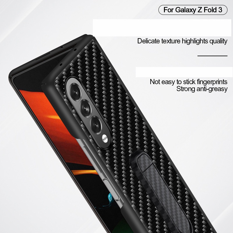 Ốp Điện Thoại Sợi Carbon Có Giá Đỡ Cho Samsung Galaxy Z Fold 3 Z Fold 2 Z Flip 3 Z Flip 5g