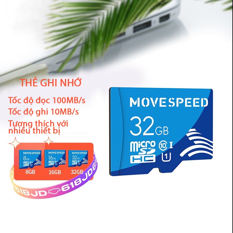 Thẻ Nhớ 16GB/32GB/ 64GB Class 10 U1 MOVESPEED Tốc Độ Đọc 100MB/s Chuyên Dụng Cho Máy Ảnh, Camera