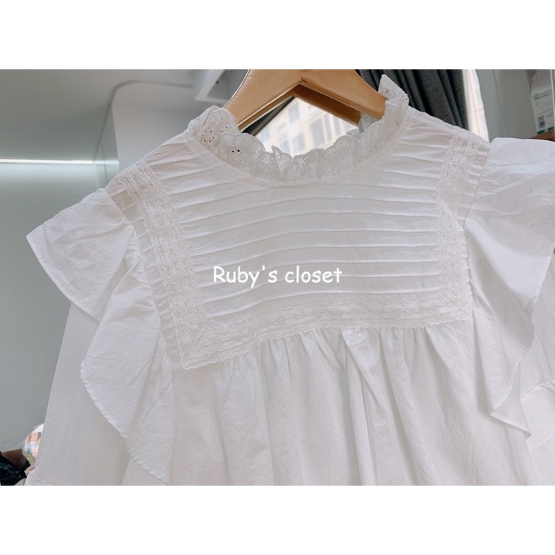 [Mã FAMARAL1 giảm 10K đơn 50K] Áo babydoll nữ, áo babydoll áo kiểu xếp ly tay phồng tiểu thư mặc cực xinh