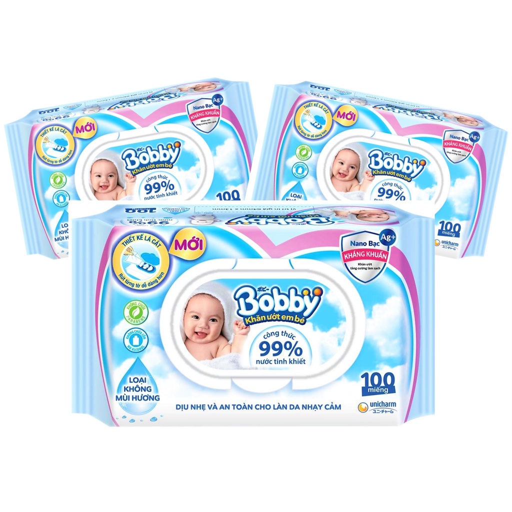 Khăn ướt Bobby tinh khiết chính hãng  cho bé