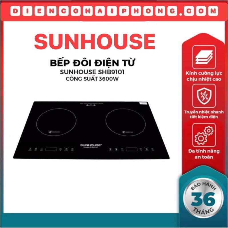 Bếp đôi điện từ Sunhouse SHB9101 bảo hành tại nhà 3 năm