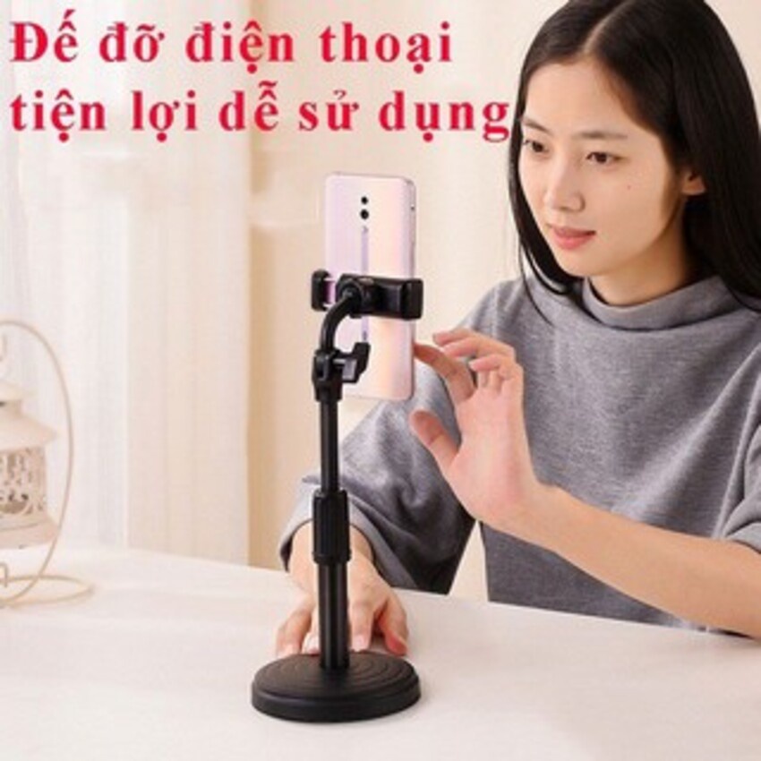 Giá đỡ có chân đế, kẹp điện thoại để bàn đa năng tiện dụng xoay 360 độ, livestream, giải trí - BunTech