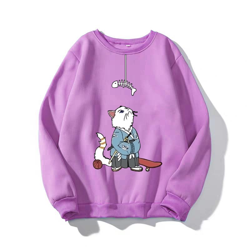 ÁO SWEATER UNISEX NAM NỮ  FORM RỘNG, CHẤT NỈ BÔNG DÀY DẶN CAP CẤP in HÌNH LÃO MÈO SIÊU CUTE