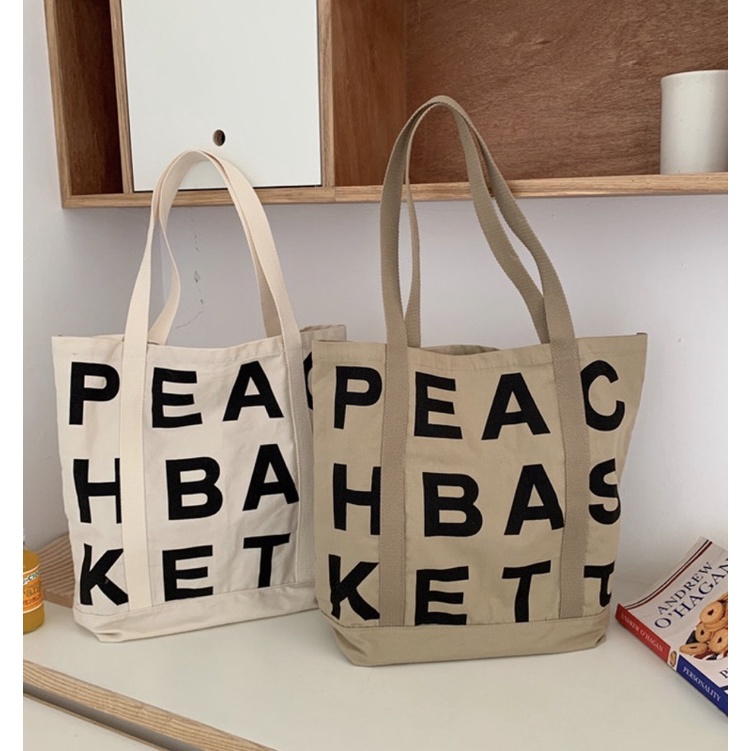 T265/ Túi Vải Tote Thời Trang Vintage Peach Basket Phiên Bản Giới Hạn