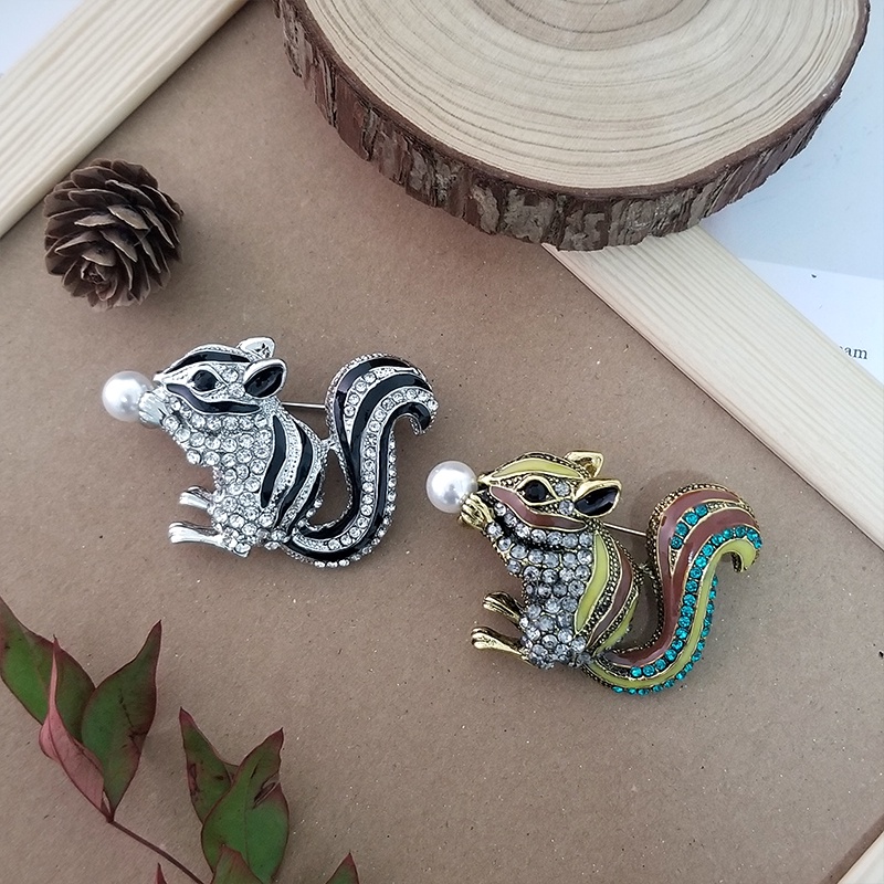 Ghim cài áo hình chú sóc đính ngọc trai giả thời trang cho nữ