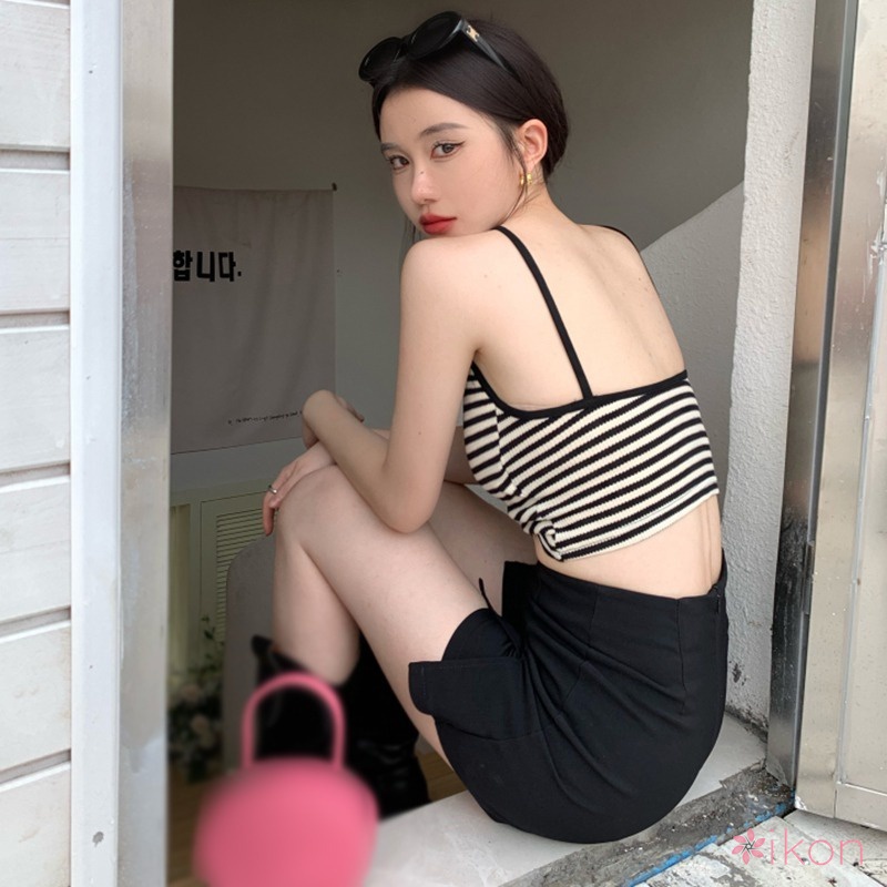 Áo Hai Dây Dáng Ôm Kẻ Sọc Hở Lưng Quyến Rũ Thời Trang Cho Nữ