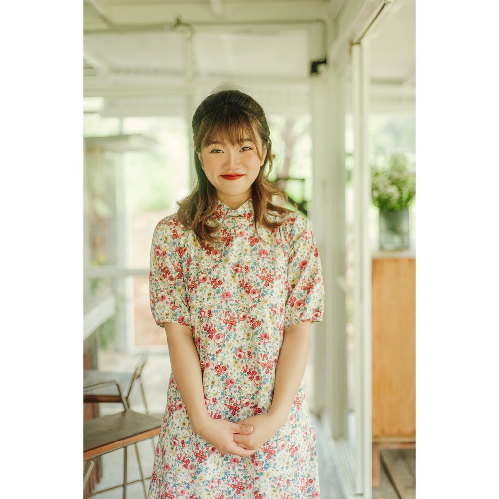 Váy hoa hồng suông a