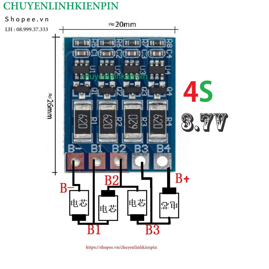 Mạch Ghép cân bằng pin Lion 2S 3S 4S 5S 6S 7S 4.2v 68ma ( BL64_7 )