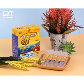 Calcimin QT Pharma Việt Nam hộp 20 ống bổ sung Aquamin F,FOS, kẽm, vitamin K2, vitamin D3