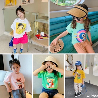 AT37- Áo thun cộc tay bé gái hình gấu,cô gái siêu đáng yêu vải cotton mềm mịn - Size 9-28Kg
