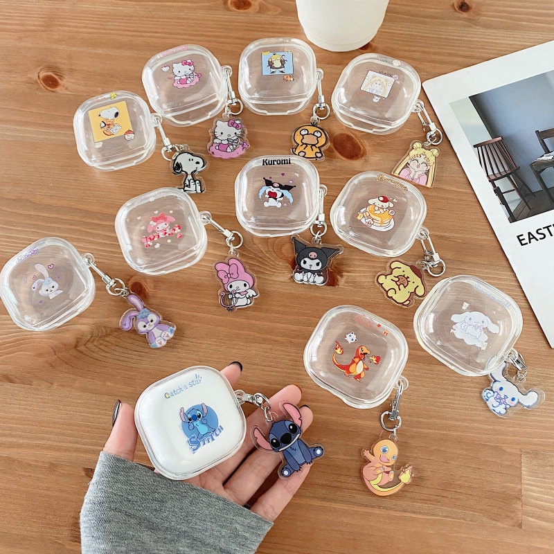 Ốp Vỏ Bảo Vệ Hộp Sạc Tai Nghe samsung galaxy buds live & buds fe / buds pro Có Móc Khóa Trong Suốt