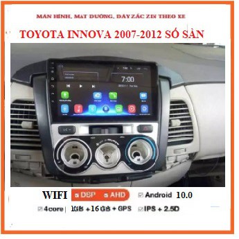 Hỗ trợ lắp đặt tại Hà Nội. COMBO Màn hình ô tô dvd android và mặt dưỡng theo xe INNOVA Số sàn đời 2007-2012 kèm giắC ZIN