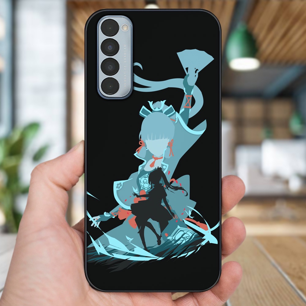Ốp lưng Oppo Reno 4 Pro viền đen in hình Ayaka Genshin Impact