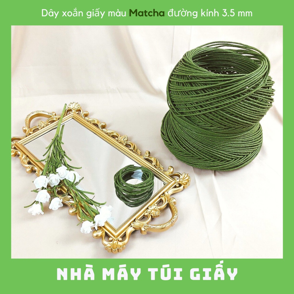 [RẺ NHẤT]  SET 2KG DÂY THỪNG GIẤY KRAFT MÀU MATCHA