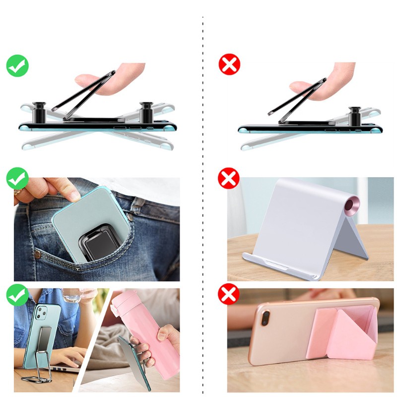 Alli Magnetic Mobile Holder Desk Stand for Phones Double-Ring Foldable Phone Stand Desk Bracket for iPad Tablet Desktop