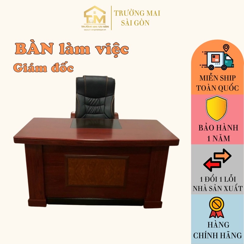 Bàn giám đốc gỗ 1m4x70 Trường Mai Sài Gòn mặt bàn hoạ tiết hiện đại model chất liệu chống ẩm cao cấp