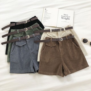 Quần short nhung vintage lưng thun sau - Q705