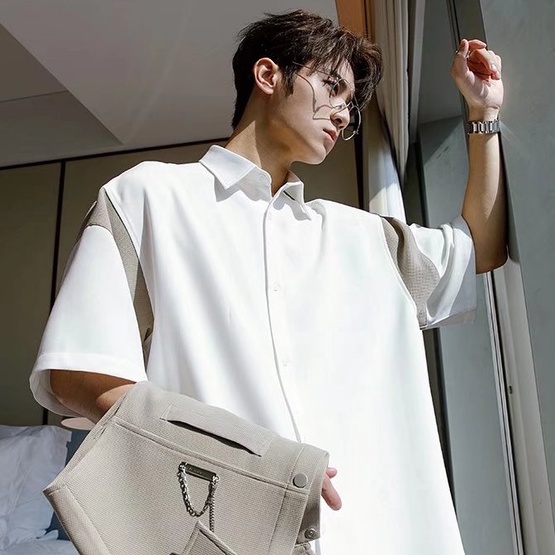 Áo Sơ Mi Tay Ngắn Phong Cách Hàn Quốc Thời Trang Mùa Hè 2022 Dành Cho Nam