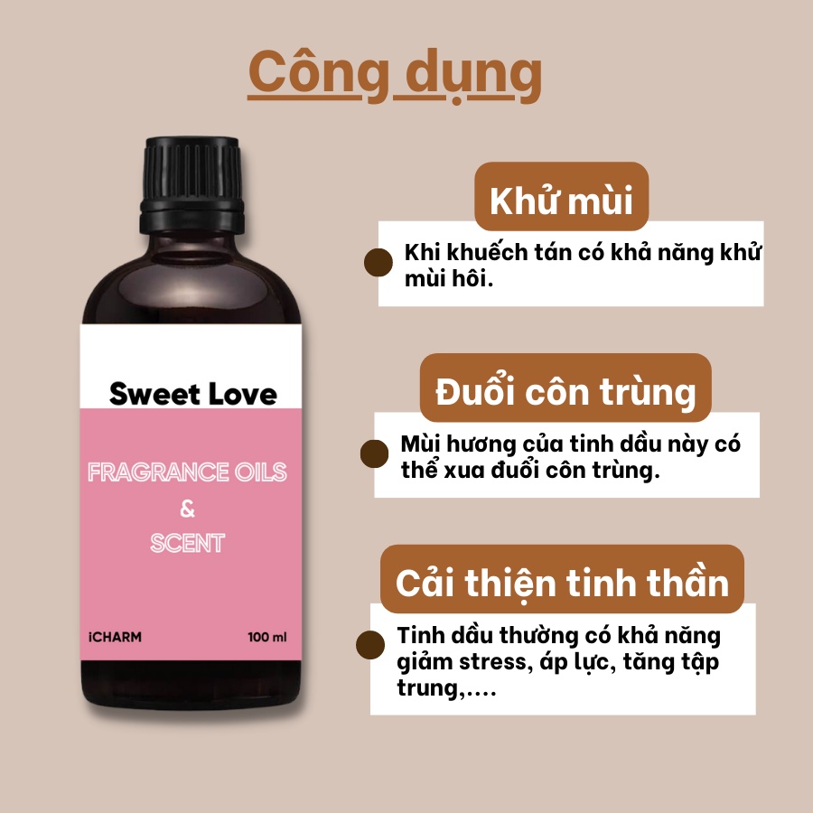 Tinh dầu nước hoa xông phòng Sweet Love 500ml 1Lít - iCHARM