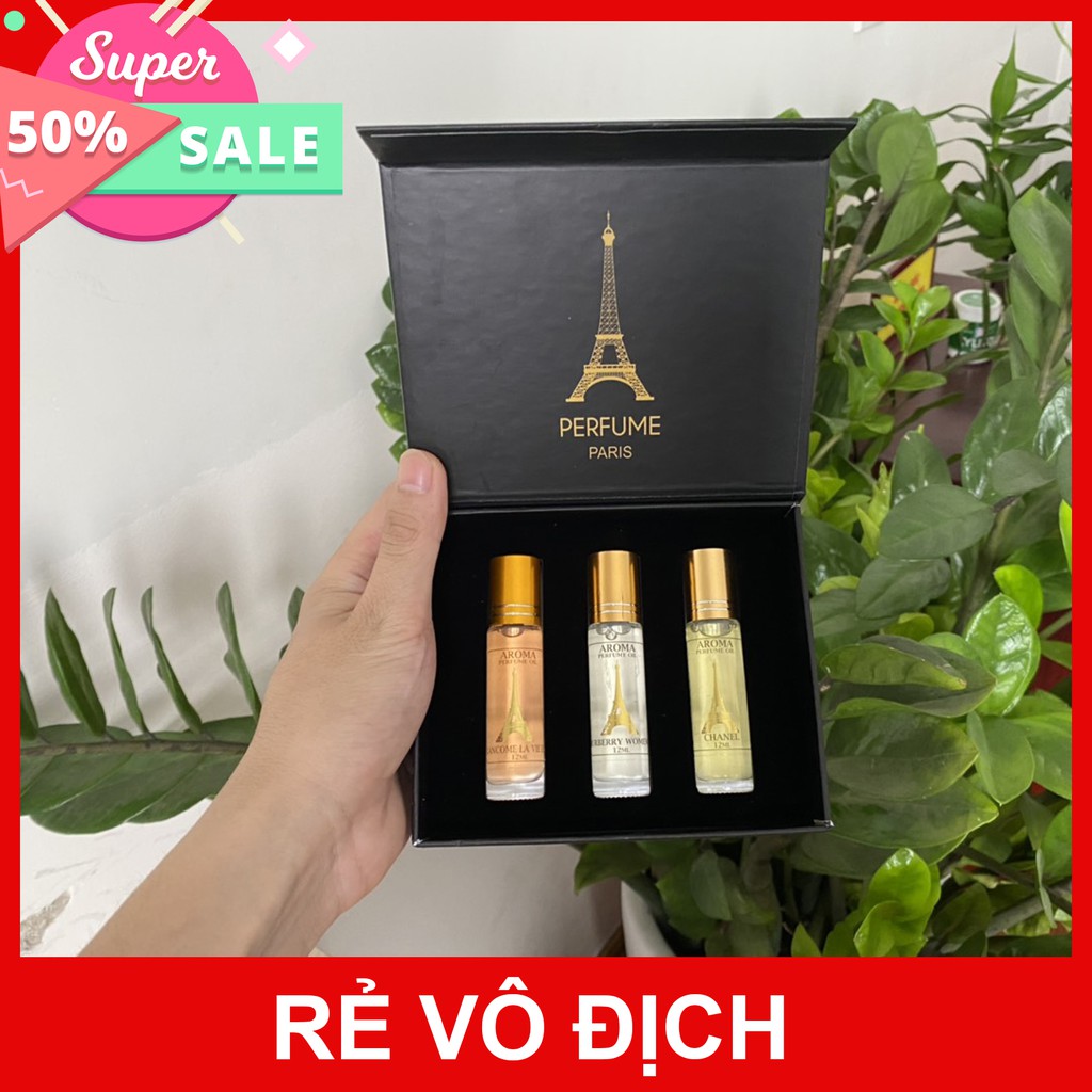 Set 3 lọ nước hoa Perfume Paris 12ml, hương liệu nhập khẩu Pháp lưu hương 12 tiếng | Thế Giới Skin Care
