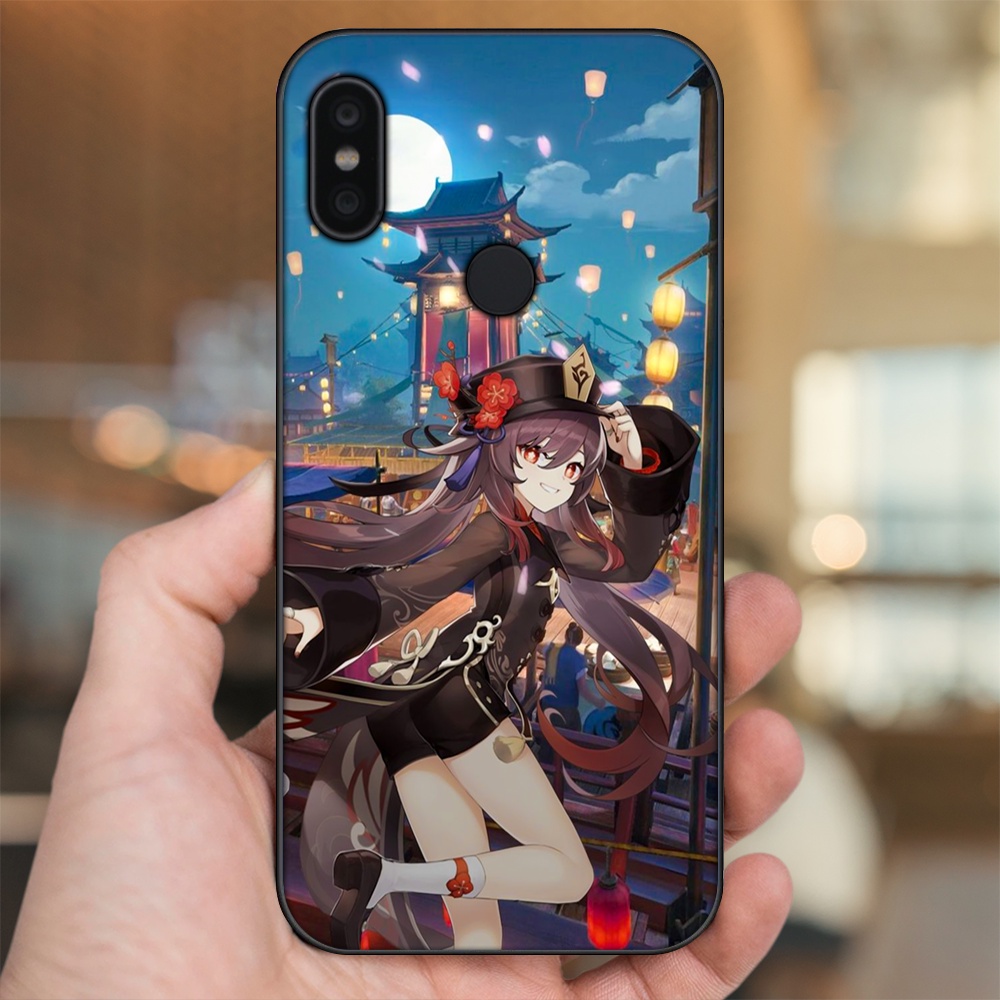 Ốp lưng Xiaomi Redmi Note 6 Pro viền đen in hình Hutao Genshin Impact