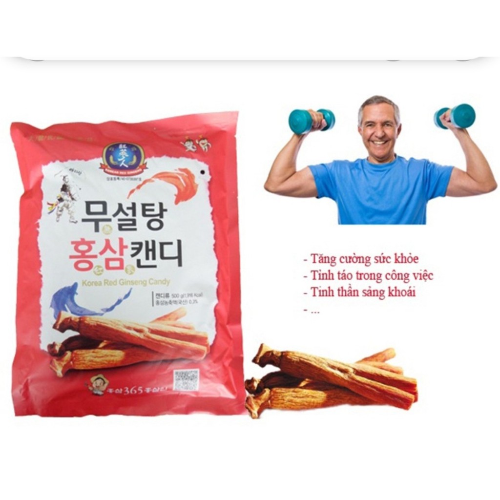 Kẹo sâm không đường 365 Hàn Quốc giúp thư giãn sảng khoái tinh thần bịch 500g,PP Ánh Dương Korea